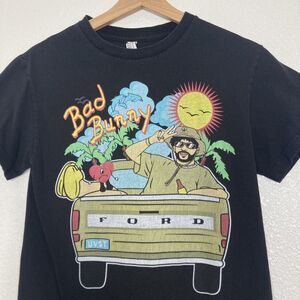 Bad Bunny Shirt Mens Small Black Graphic Ford Truck Alstyle Heavyweight Tee